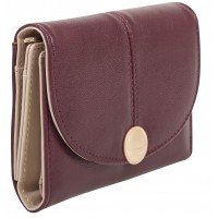 Lorenz RFID Shiny Leather Grain PU Medium Flapover Purse Wallet with Inner Zip Round Section